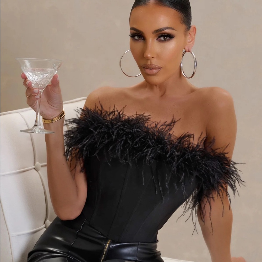 Feather Bandeau Corset Top Bustier